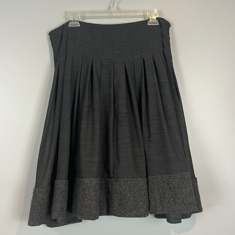 Charles Nolan Gray Wool Blend Pleated Skirt Size 12 Academia Preppy